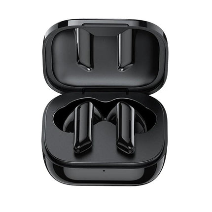 Awei T36 True Wireless Earbuds Semi In Ear With Compact Case black earbuds in open compact charging case, IPX4, Bluetooth 5.0