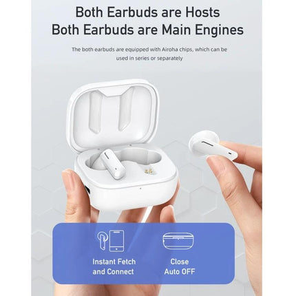 Awei T36 True Wireless Earbuds Semi In Ear With Compact Case shown white earbuds in open compact charging case