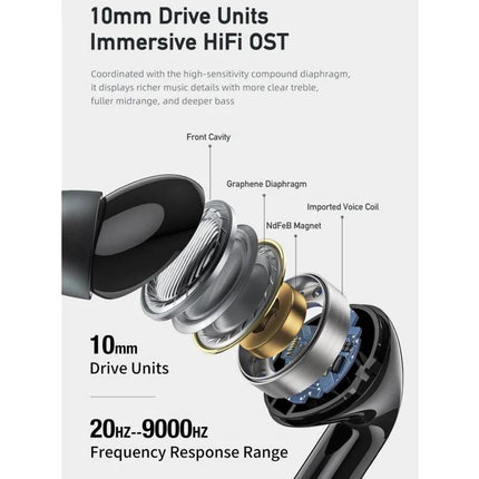 Awei Compact Wireless Earphones For Commute And Workouts exploded 10mm drive units graphene diaphragm NdFeB magnet