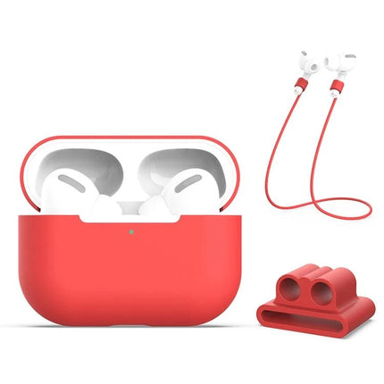 Protective Silicone Case Set for Daily Earphone Use with Buckle and Rope red silicone case with cord and earbud holder