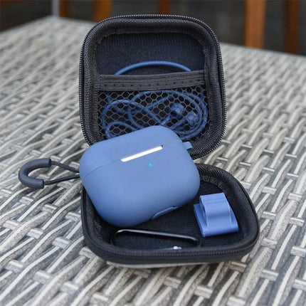 Silicone Protective Set for Everyday AirPods Organization blue case and accessories in compact travel pouch