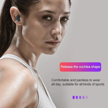 Wireless Bluetooth Earbuds With Magnetic Charging Case For Commuting sweatproof earbuds shown on commuter exercising with touch controls