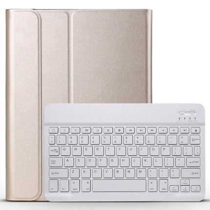 Wireless Bluetooth Keyboard Case for iPad Pro 11 Inch Models shown in gold with detachable white keyboard and protective folio cover