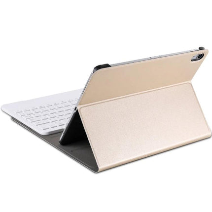 Wireless Bluetooth Keyboard Case for iPad Pro 11 Inch Models in gold folio with white detachable keyboard for travel and study
