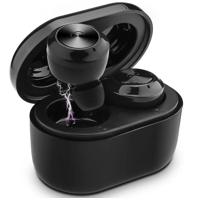 Wireless Bluetooth Earbuds With Magnetic Charging Case For Commuting black earbuds in open magnetic charging case for travel
