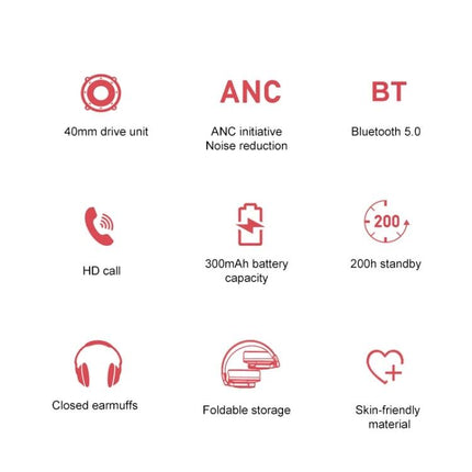 Awei Foldable Bluetooth Headset For Commuting And Remote Work with ANC Bluetooth 5.0 foldable design and 300mAh battery