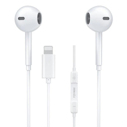 WK Wired In-Ear Earphones With 8-Pin Connector For Commuting white wired earbuds with inline remote and 1.2m cable