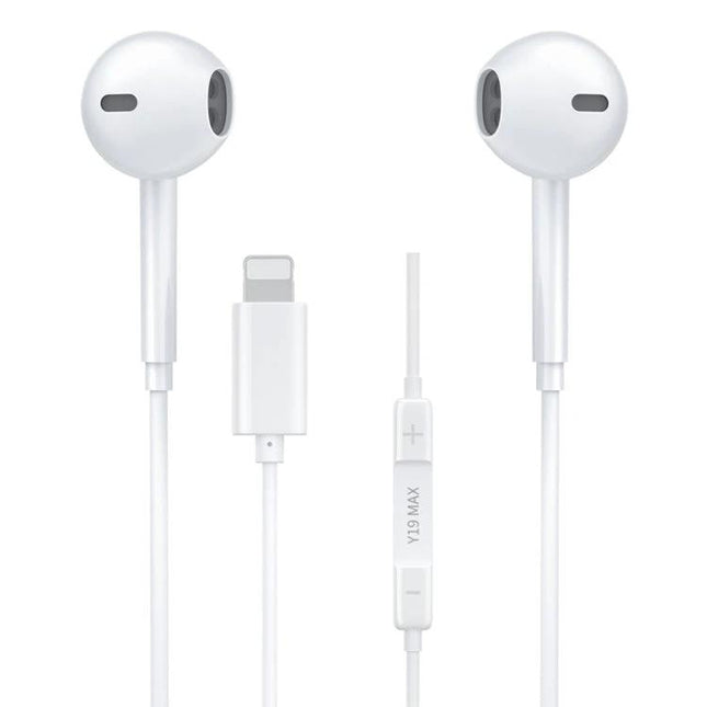 WK Wired In-Ear Earphones With 8-Pin Connector For Commuting white wired earbuds with inline remote and 1.2m cable