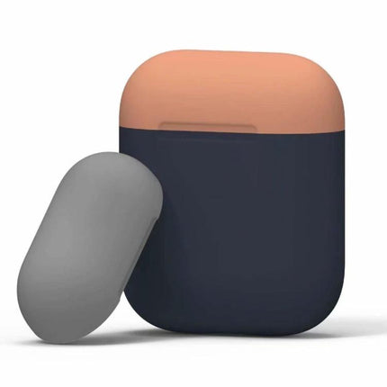 Daily Protective Case for Apple AirPods on the Go - Two-Tone Navy And Coral Slim Dust-Resistant Case With Charging Port Access