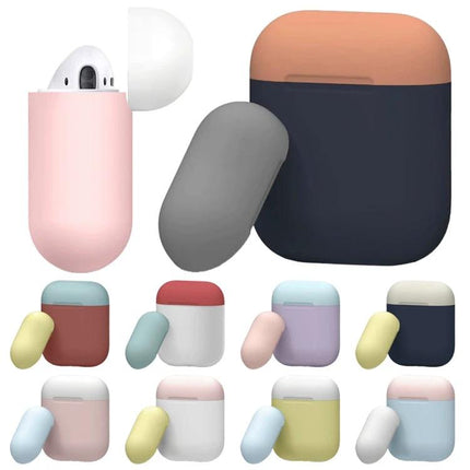 Daily Protective Case for Apple AirPods on the Go shown in multiple pastel color options protecting earbuds while allowing easy charging access