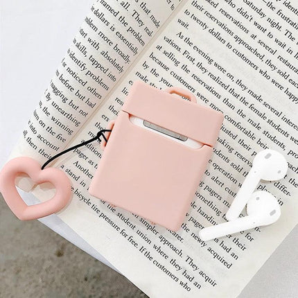 Protective Silicone Case for Daily AirPods Carry in Bright Colors pink silicone AirPods case with heart charm, dustproof antifouling protection