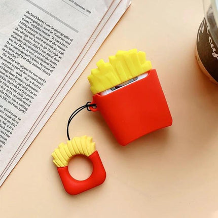 Silicone Protective Case for Apple AirPods in Daily Routines - Red Fries Design Dustproof Antifouling Cover