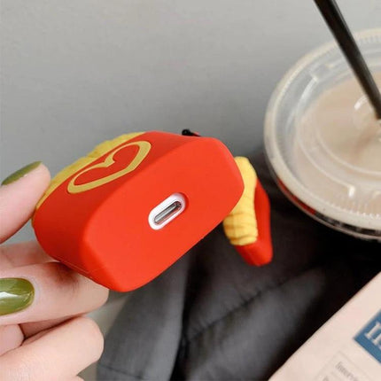 Silicone Protective Case for Apple AirPods in Daily Routines — Red dustproof silicone case with charging port