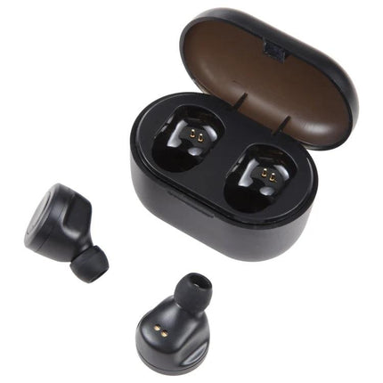 True Wireless Earbuds Black For Daily Listening And Hands Free Calls compact black earbuds with charging case screen for commuting
