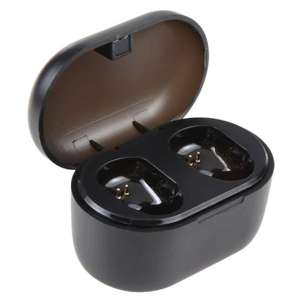 True Wireless Earbuds Black For Daily Listening And Hands Free Calls compact black A6 earbuds in open charging case