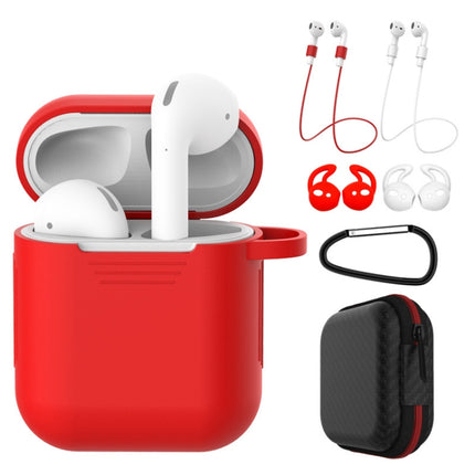 Essential Silicone Case for Apple AirPods During Daily Activities red protective dustproof silicone case with carabiner and earbud accessories