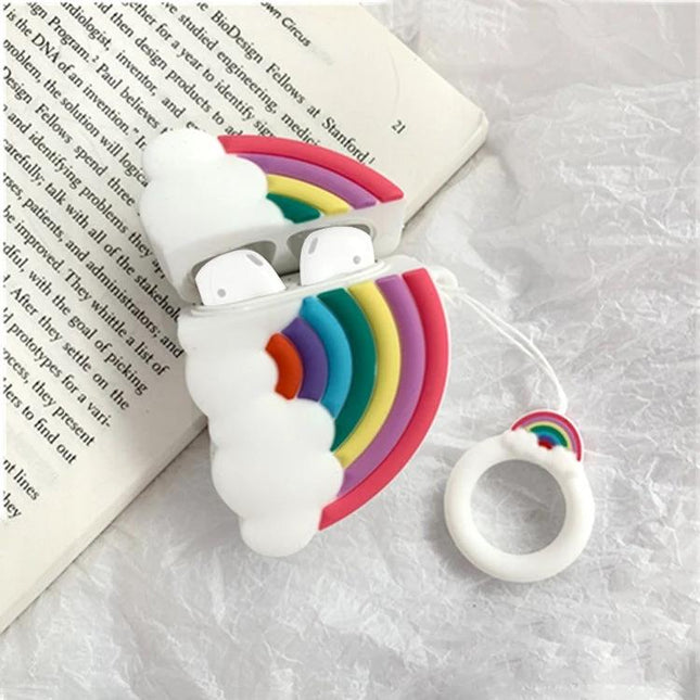 Silicone Case for Apple AirPods During Everyday Activities — rainbow cloud silicone protective case for AirPods, dustproof antifouling design
