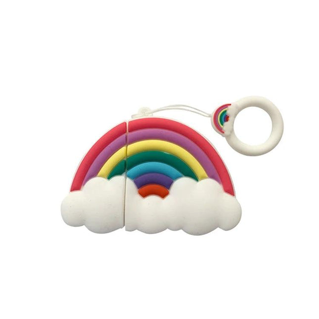 Silicone Case for Apple AirPods During Everyday Activities rainbow silicone protective case with keyring, dustproof antifouling design