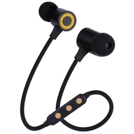 Wireless Sports Neckband Headphones With Magnetic Earbuds black gold magnetic earbuds neckband with inline controls