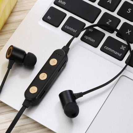 Wireless Sports Neckband Headphones With Magnetic Earbuds portable Bluetooth V5.0 neckband for jogging gym commuting, TF card playback