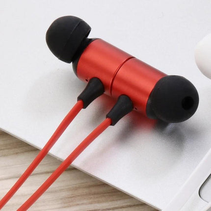 Wireless Sports Neckband Headphones With Magnetic Earbuds red magnetic earbuds with neckband controls and TF card offline playback