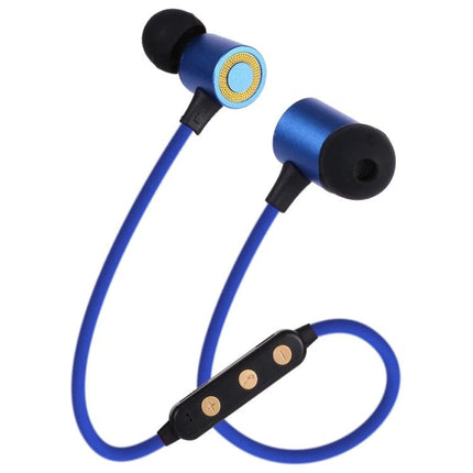 Wireless Sports Neckband Headphones With Magnetic Earbuds blue Bluetooth V5.0 neckband with inline controls, secure fit, TF playback