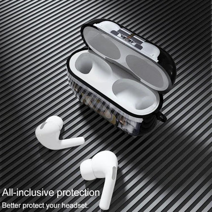Protective Case for AirPods Pro in Daily Commutes and Activities — Cyber‑style mechanical protective case guarding AirPods Pro from scratches and dirt