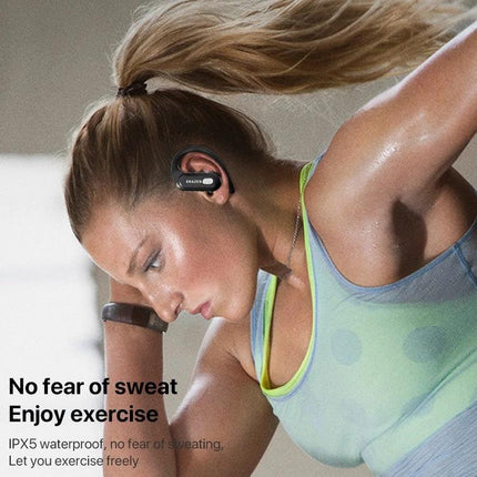 Lenovo Sports Earphones With Ear Hook Fit For Running shown on a sweaty runner with ear-hook design and LED case