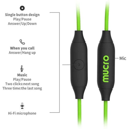 Mucro Wired In Ear Sport Earhook Headphones For Running And Gym Use inline mic single button control