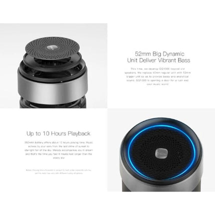 QCY Mini Bluetooth Speaker For Portable Home And Travel compact cylindrical portable speaker with blue LED and bass unit