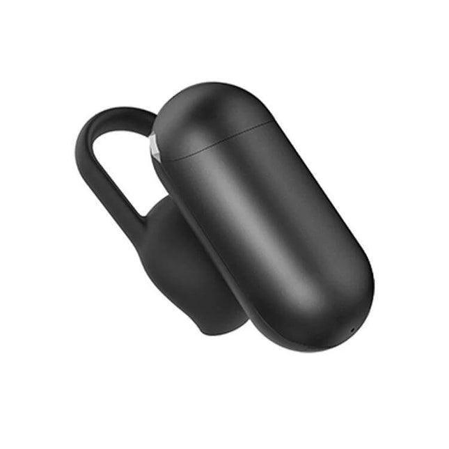 Wireless Bluetooth Earbuds For Commuting And Hands Free Calls compact black single-earbud with charging case, ideal for commuting