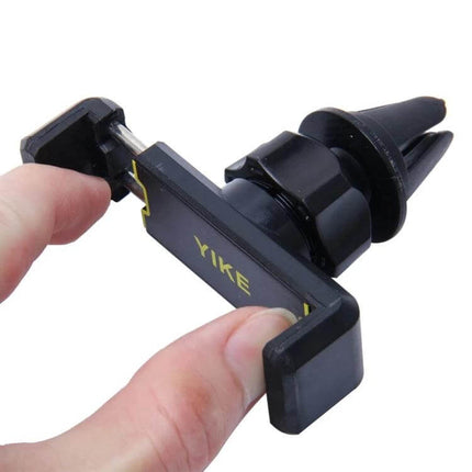 Universal Car Vent Mount Holder for Smartphones and Devices showing black vent clip and adjustable cradle with 360-degree rotation