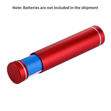 Daily Essential Charger for Phones and Tablets on the Move - red cylindrical portable 18650 battery power bank with blue battery partially inserted