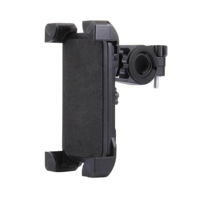 360 Degree Rotating Bicycle Phone Holder On Bike Handlebar mounted on handlebar clamp showing 360° rotation and secure cradle