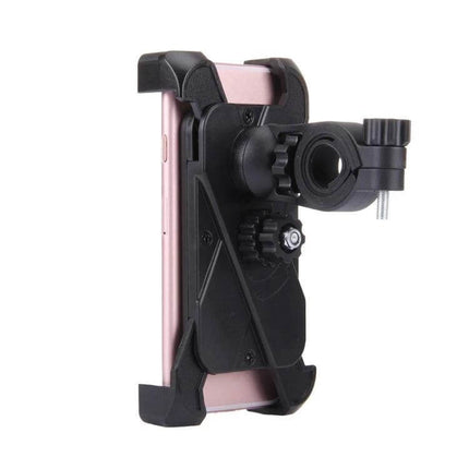 360 Degree Rotating Bicycle Phone Holder On Bike Handlebar securely clamped to handlebar with 360° rotation for navigation and hands-free riding
