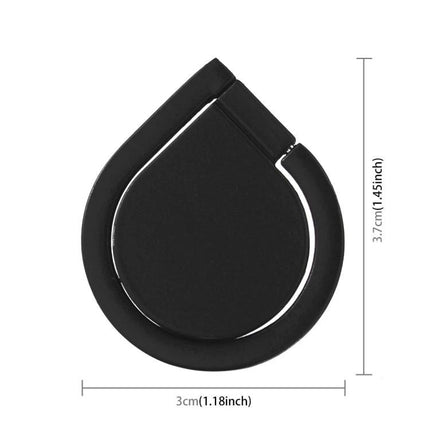 Stylish Drops of Water Ring Stand for Hands-Free Smartphone Use - black teardrop design phone ring holder (3cm x 3.7cm)