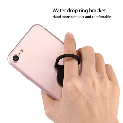 Stylish Drops of Water Ring Stand for Hands-Free Smartphone Use - black water drop ring on phone for secure one-finger hold and hands-free viewing
