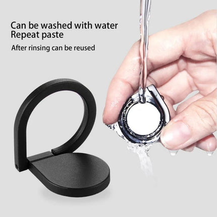Stylish Drops of Water Ring Stand for Hands-Free Smartphone Use - washable reusable adhesive ring stand shown under running water