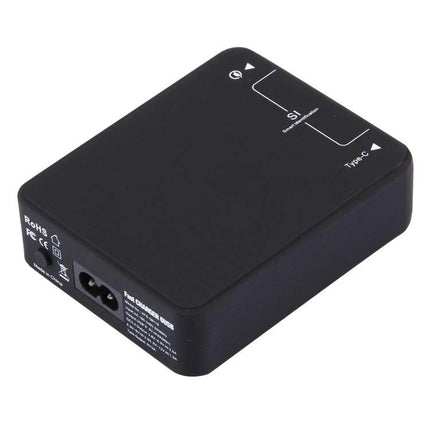 Multi-Port USB Charger for Everyday Home Device Use — black six-port desktop charger for phones and tablets, compact anti-clutter design
