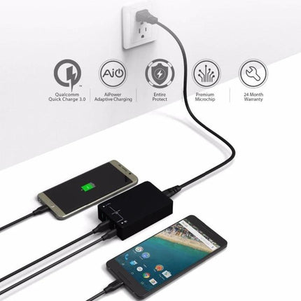 Multi-Port USB Charger for Everyday Home Device Use charging multiple phones from one wall outlet, six-port charger reducing cable clutter
