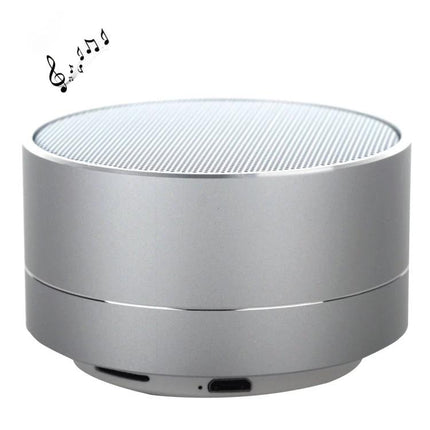 Compact Bluetooth Speaker With Hands Free Calling And LED Light portable silver speaker, TF slot, bedside and outdoor use, subtle LED