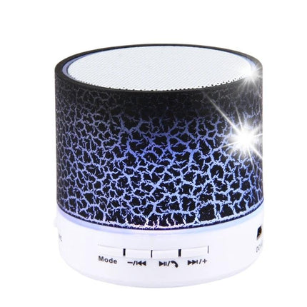 Compact Bedside Speaker With Ambient Night Light For Hands Free Calls small crackle-pattern Bluetooth speaker with controls