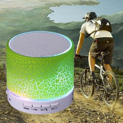 Compact Bedside Speaker With Ambient Night Light For Hands Free Calls on bedside table with color-changing LED