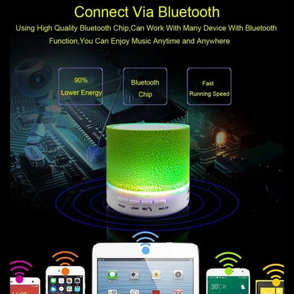 Compact Bedside Speaker With Ambient Night Light For Hands Free Calls green LED Bluetooth speaker on bedside table