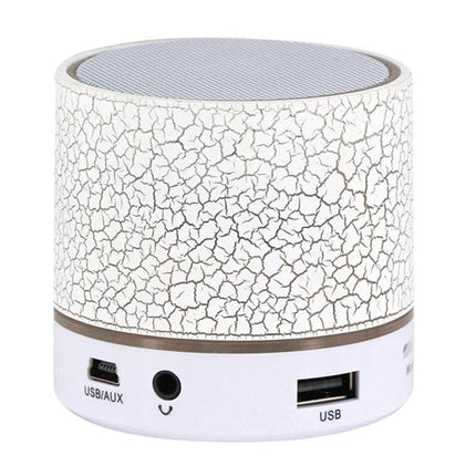 Compact Bedside Speaker With Ambient Night Light For Hands Free Calls white crackle finish USB AUX compact bedside speaker