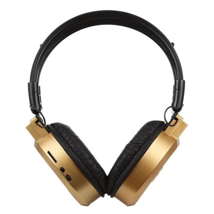 Wireless Headphones With Wired Backup For Commuting And Gym Use, foldable gold Bluetooth with aux, microSD and FM radio