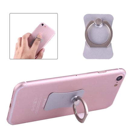 Universal 360 Degree Rotatable Ring Holder for Smartphones and Tablets attached to a pink phone showing 360° rotation and 180° swivel for hands-free viewing and grip