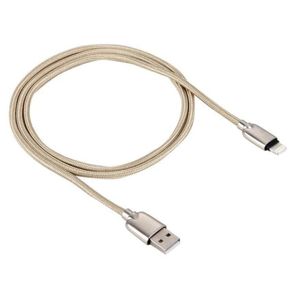 A Practical Cable for Daily iPhone and iPad Charging - lightweight woven 8-pin USB charging and data cable, gold color, compact for travel