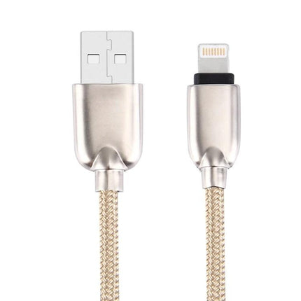 A Practical Cable for Daily iPhone and iPad Charging - woven gold 8-pin USB to Lightning cable, lightweight compact for commuting and remote work