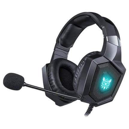Onikuma Gaming Headphones With Mic And LED Lighting black over-ear headset with 50mm drivers and illuminated earcups